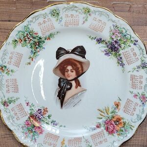 Vintage 1910 Carnation McNicol Pottery China Calendar Plate Made in the USA 🇺🇸